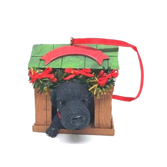 Kurt Adler Other - Cute Black Puppy Dog House Red Bows Ornament Kurt S Adler Collectible Display